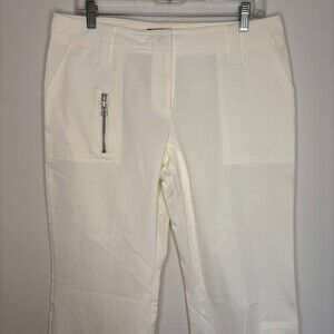 EXPRESS NEW Editor Dress Pants Women 11/12 White Slash Hand Pocket Zipper Detail